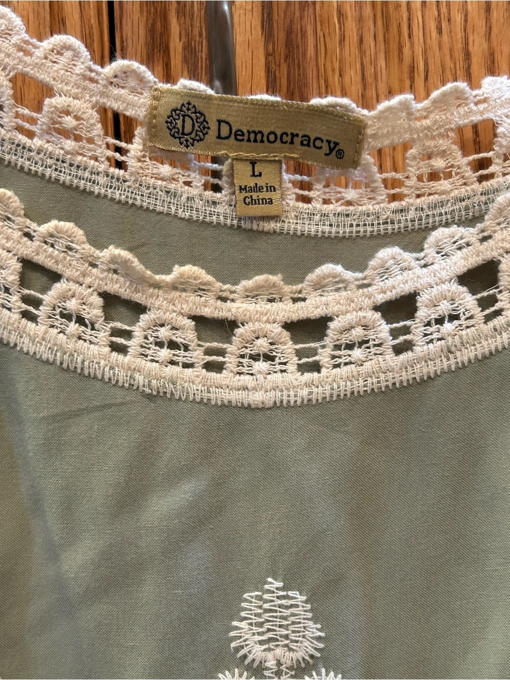 Democracy Sage Green Tunic with White Lace Embroidery - Picture 4 of 6